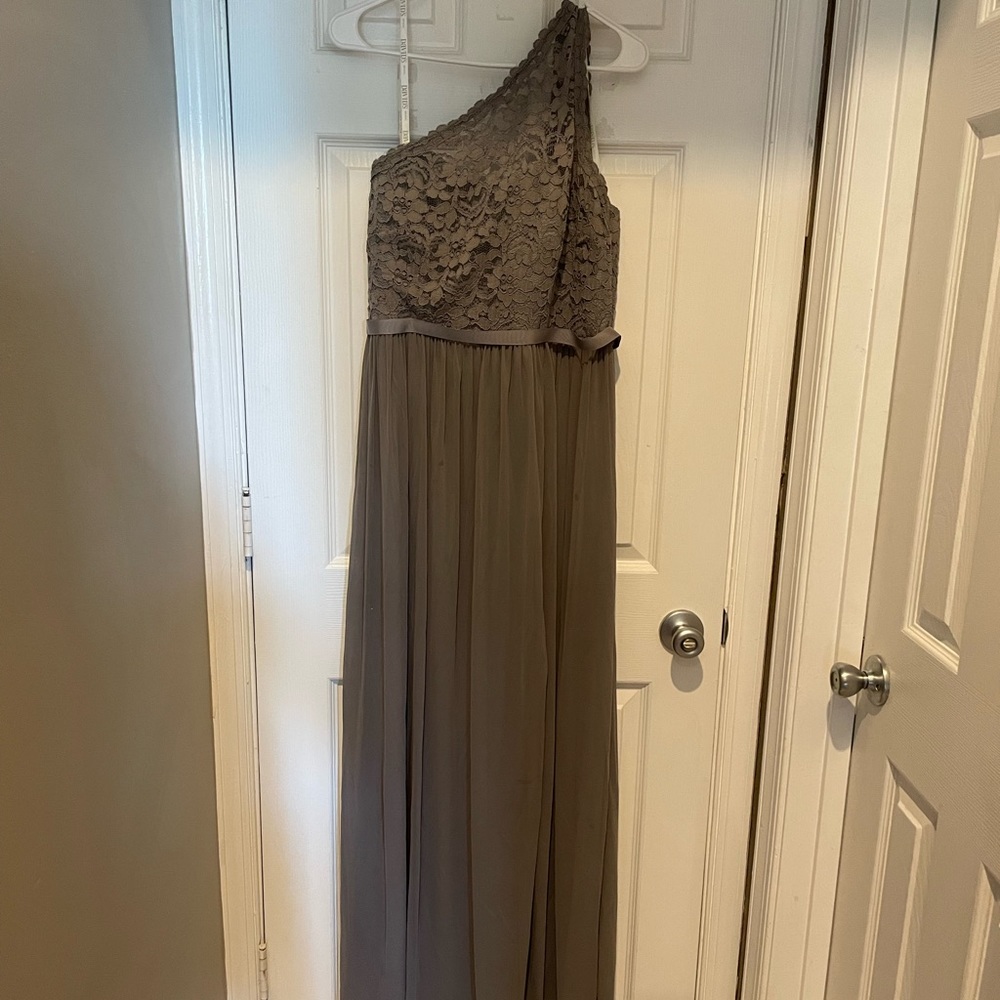 Long one shoulder lace dress